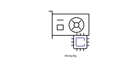 Mining Rig Cryptocurrency Blockchain Processing Vector Icon