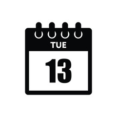 calender icon, 13 tuesday icon with white background