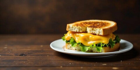 A melty cheese sandwich on toasted bread with lettuce, served on a plate