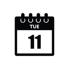 calender icon, 11 tuesday icon with white background