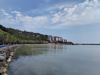 landscape, beach, nature, city, beautiful, travel, water, sky, view, sea, tourism, vacation, background, blue, coast, outdoor, summer, holiday, ocean, mediterranean, town, coastline, aerial, landmark,
