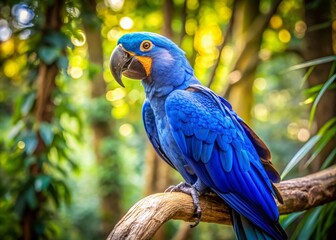 Vibrant Blue Parrots in Brazilian National Park: Stunning Portrait Photography