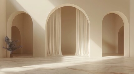 Elegant Minimalist Interior with Natural Light and Arches