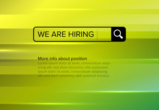 Job Hiring Banner Template with Search Bar Design on Green Background