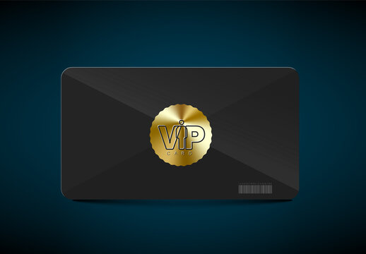 Elegant Bůlack VIP Membership Card Template with golden tag and place for your logo