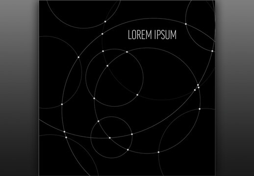 Geometric Dark Line Art background with Circles, Dots and place for your content