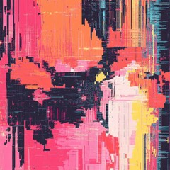 Colorful Abstract Art with Bold Brush Strokes and Dynamic Patterns