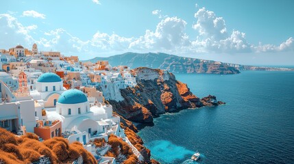 Santorini, Greece, picturesque village, cliffside town, ocean view, stunning landscape, travel destination, tourism, vacation