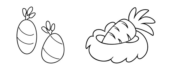 Carrot-Themed Easter, Easter eggs and carrot in nest, perfect for spring celebrations