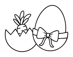 Carrot-Themed Easter, Easter egg with carrot peeking out, perfect for coloring fun