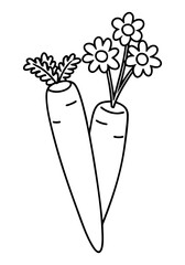 Carrot-Themed Easter, Fresh carrots with flowers, perfect for springtime illustrations