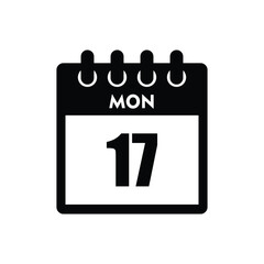 calender icon, 17 monday icon with white background