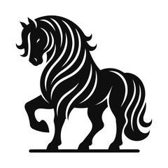 Obraz premium Elegant Black Stallion Vector Illustration – Majestic Horse Silhouette