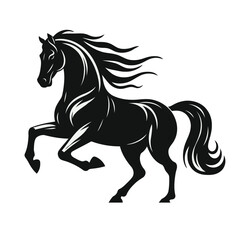Graceful Black Stallion Vector – Majestic Prancing Horse Silhouette

