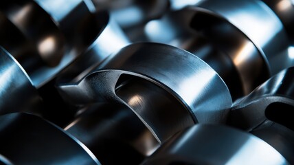 Abstract closeup of industrial metal curves and patterns for modern design concepts. Conveyor Belt on a Modern Factory