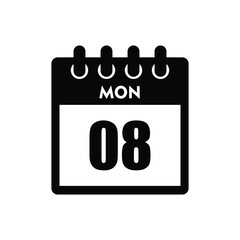 calender icon, 08 monday icon with white background