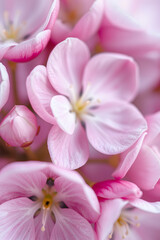 Fototapeta premium Macro close-up pink geraniums, soft floral details with delicate petal texture