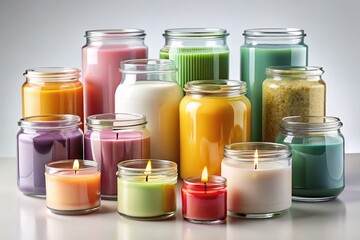 Sleek candle jar mockups, minimalist style.  Modern designs for showcasing your products.