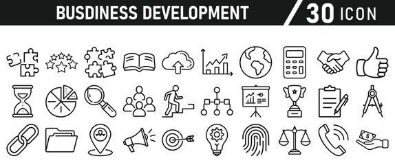 Business Management icons set. Schedule, plan, deadline, task, analysis, step, achievement and more icons. Vector illustration