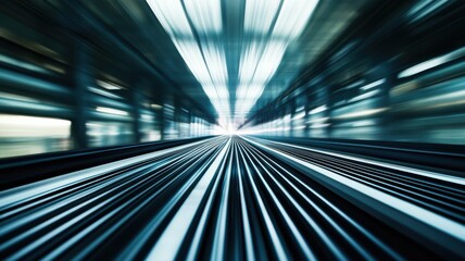 Fototapeta premium Dynamic speed and motion in futuristic urban environment. Conveyor Belt on a Modern Factory