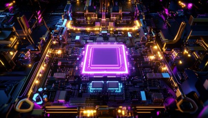 Neon Circuit Board, Central Processor