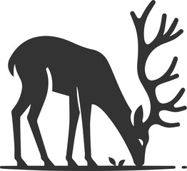A deer bending down to sniff the ground animal silhouette vector