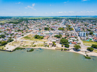 Tapes RS - aerial view of the city of Tapes, on the banks of Lagoa dos Patos