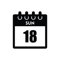 calender icon, 18 sunday icon with white background