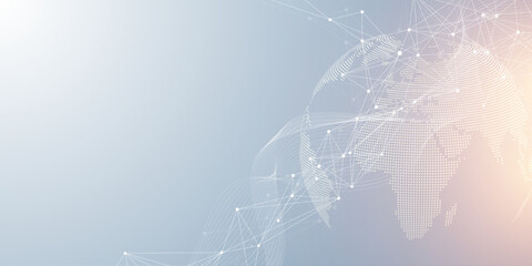 Global network connection banner design template. Big data visualization idea. Header social network communication in the global business concept. Internet technology. Vector illustration