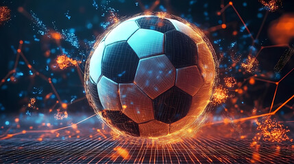 Fototapeta premium 3D Rendering of Football with Square Surface