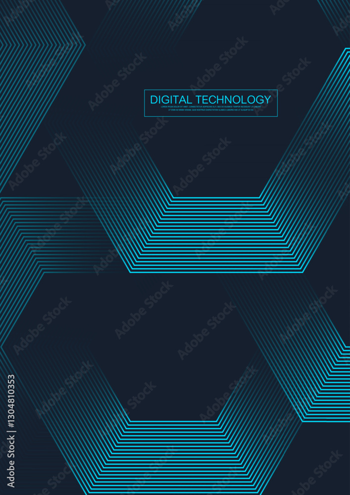 Aufkleber digital futuristic technology concept with hexagons. digital hexagonal blue abstract background. geo