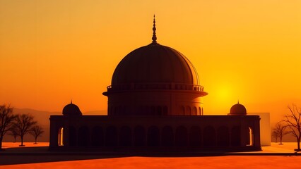 Naklejka premium Tranquil Mosque Dome at Golden Hour