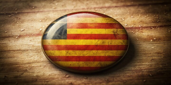 Vintage Catalonia Flag Button: Spanish Republican Era Enamel Pin
