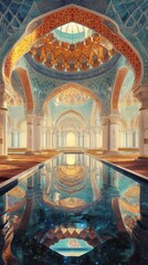 Obraz premium A grand ornate building interior with beautiful artistic architectural design