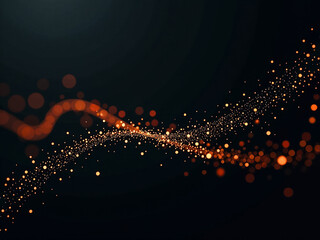 Abstract visualization of dots and particles, bokeh of multi-colored lights on black background for...