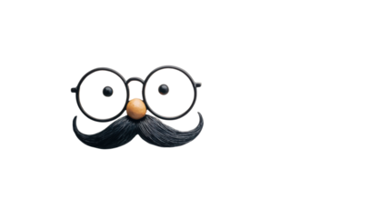 Fake mustache and glasses concept of April fool isolated on white background