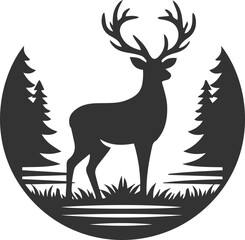 A deer standing in the middle of a dirt road animal silhouette vector