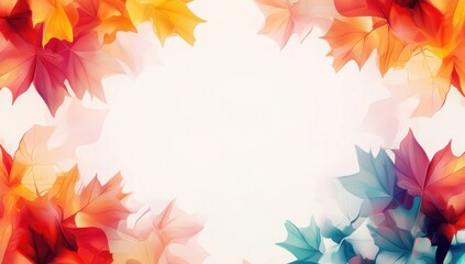 Obraz premium Autumn background vector with leaves and copy space for text design, on a white background