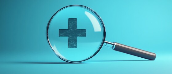 Fototapeta premium Magnifying glass magnifying a plus sign