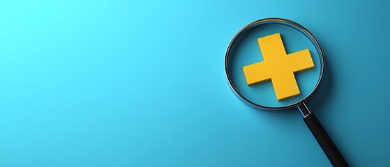 Obraz premium Magnifying glass magnifying a plus sign