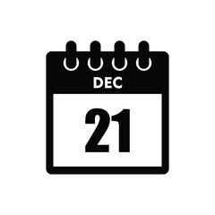 calender icon, 21 december icon with white background