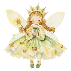 Whimsical fairy princess with stars enchanted forest illustration magical close-up fantasy