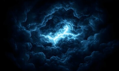 Dark Stormy Clouds with Bright Lightning in a Dramatic Sky Scene