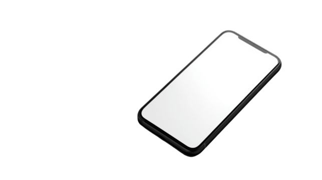 Smartphone with blank screen isolated on white background