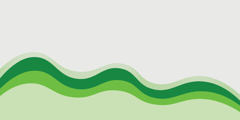Abstract White and Green wave wide background banner. vector