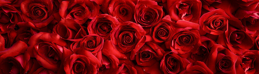 A red rose-covered background