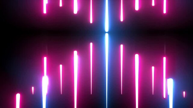 Abstract Neon Lights: Pink and Blue Glowing Lines Dance in the Dark