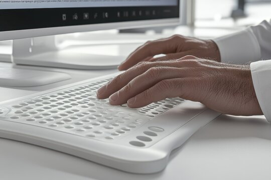 Special Braille computer keyboard for the blind, accessibility technologies for people with disabilities