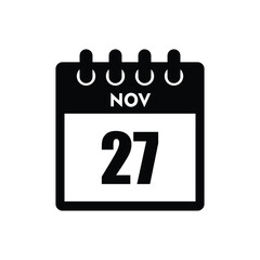 calender icon, 27 november icon with white background