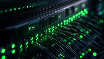 Server Rack Detail with Green LEDs